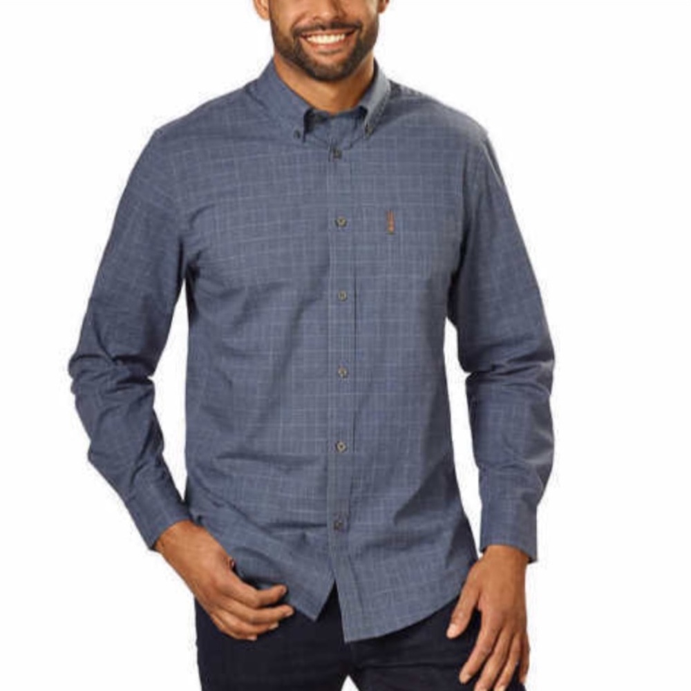 Ben Sherman Men Blue Box Plaid Dress Shirt Size XL